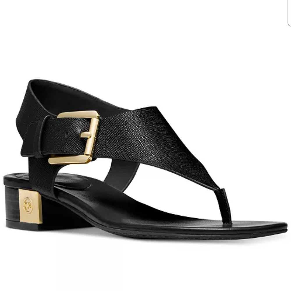 Michael Kors Black Sandals with Gold Buckle